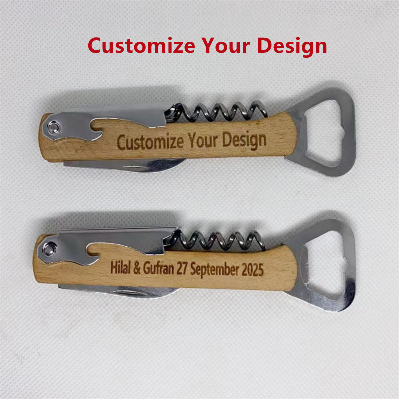 Wine With Beer Name - Customizable named wooden-handled wine opener, beer