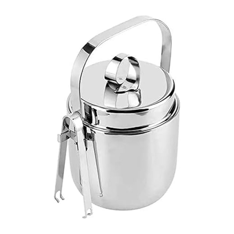 Ice Bucket Silver - ABRE-Ice Bucket In Stainless Steel Double-Wall