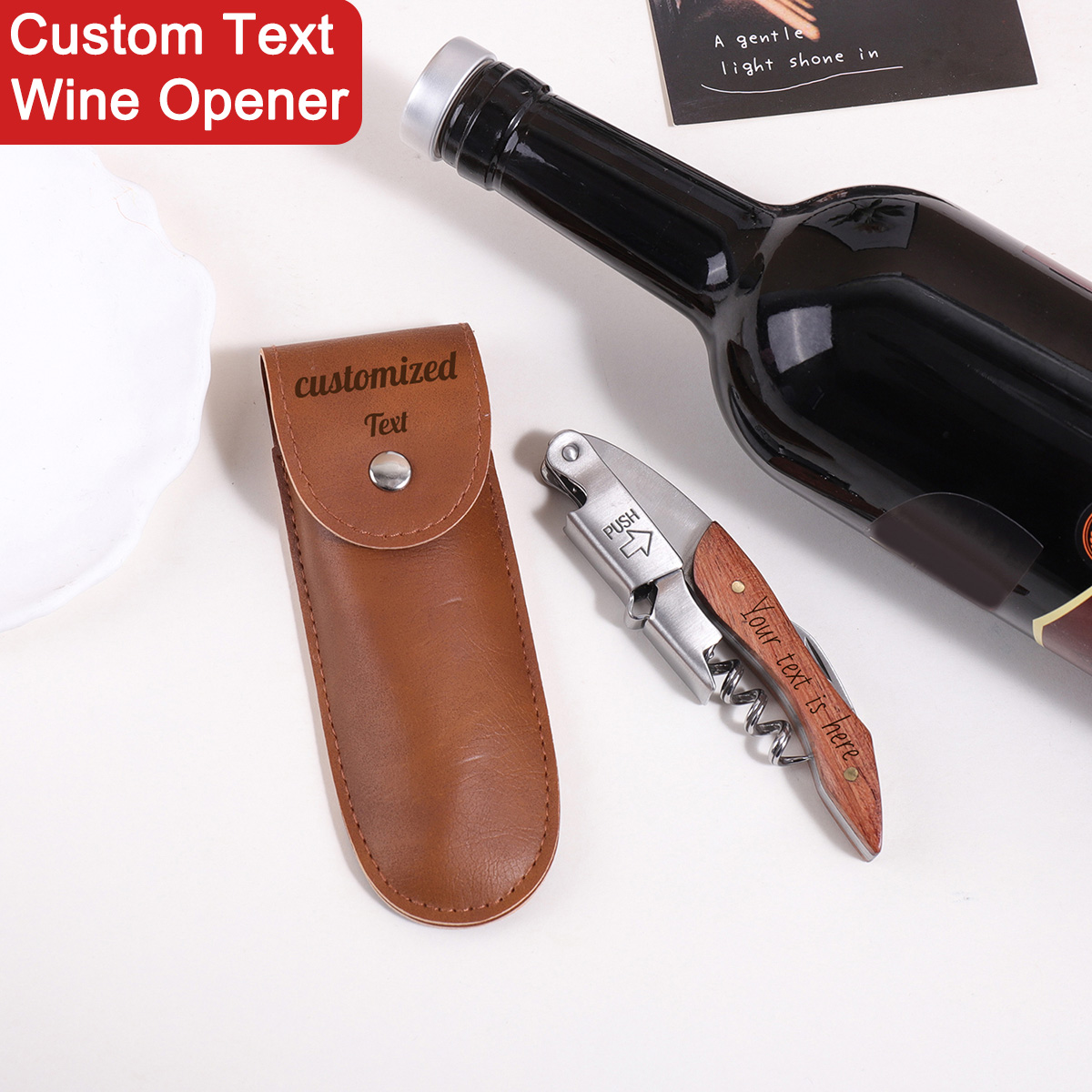Wine With Beer Name - Wooden Handle Custom Text Wine Opener