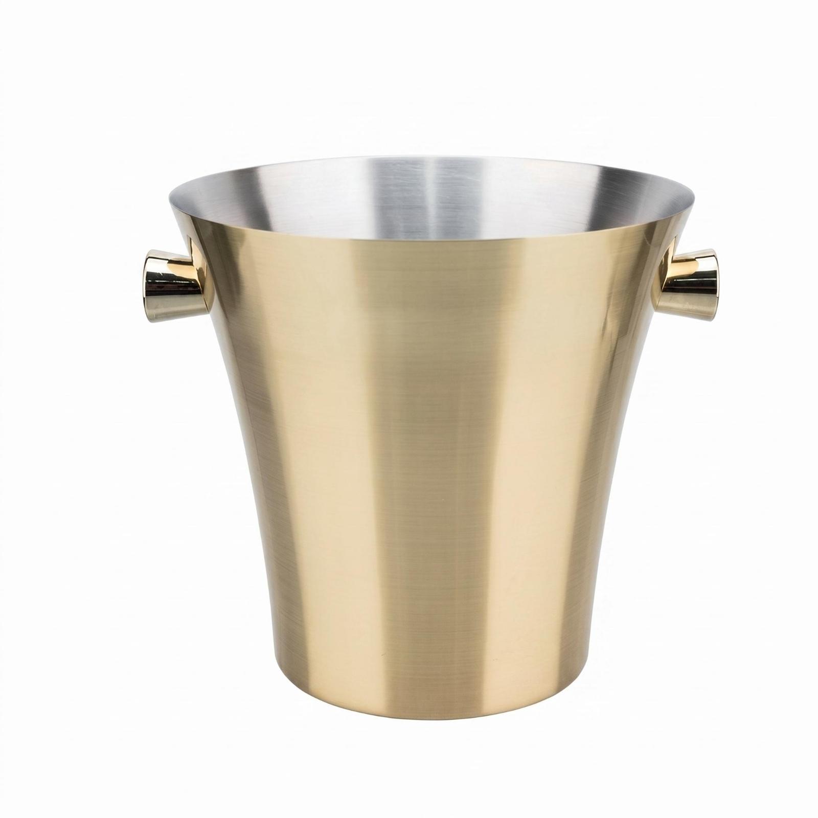 Ice Bucket Silver - Stainless Steel Ice Pail Gold-Tone Metal