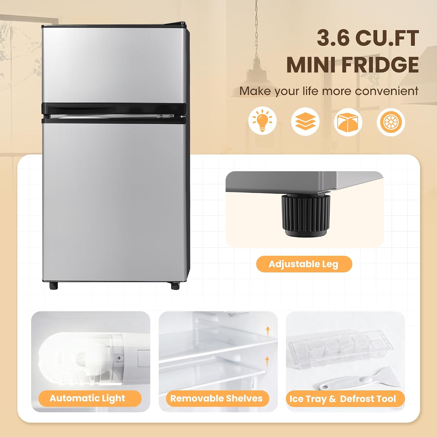 3.6 Cubic Foot Freezer Refrige - Ice Bucket Silver review and price